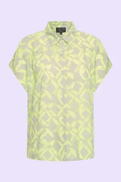 Blouse Short Sleeve Squares Fresh Lemon - Zilch