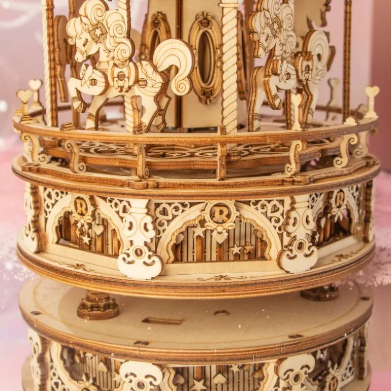 Bouwpakket 3D Houten Puzzel Music Box | Romantic Carousel