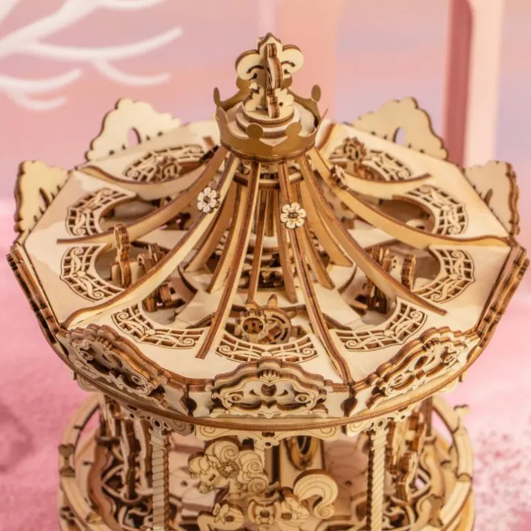 Bouwpakket 3D Houten Puzzel Music Box | Romantic Carousel