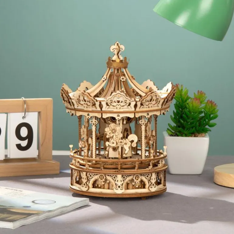 Bouwpakket 3D Houten Puzzel Music Box | Romantic Carousel