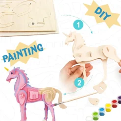 Bouwpakket 3D Houten Puzzel Paint Kit | Unicorn