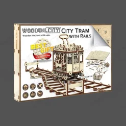 Bouwpakket Mechanical Houten Puzzel | City Tram With Rails
