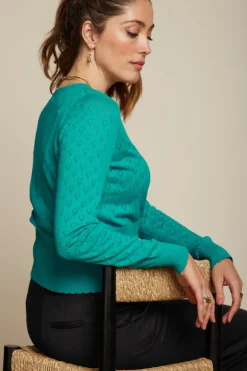 Cardi V Heart Ajour BCI Aqua Green - King Louie