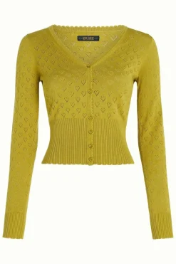 Cardi V Heart Ajour Spring Yellow - King Louie