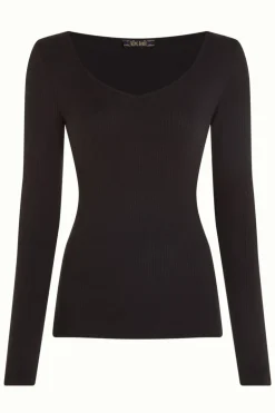Carice V Top Uni Rib Black - King Louie