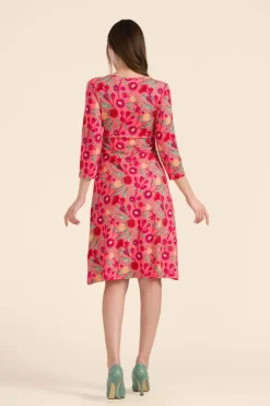 Chrissy Cross Dress 3/4 Sleeve Wild Bouquet - LaLamour