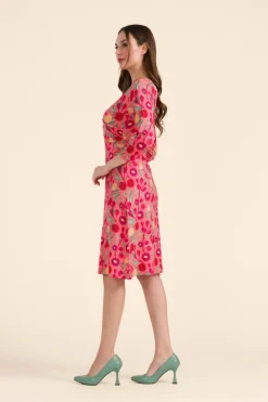 Chrissy Cross Dress 3/4 Sleeve Wild Bouquet - LaLamour