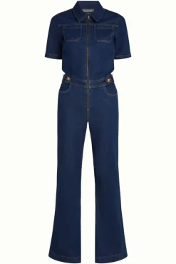 Flare Jumpsuit Onyx Denim Deep Blue - King Louie