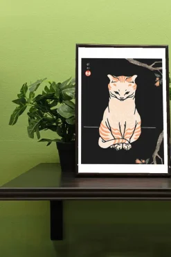 Japanese Cat Vintage Antique Style Print
