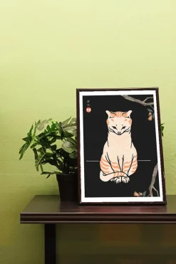 Japanese Cat Vintage Antique Style Print