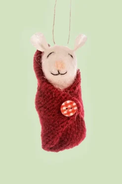 Kerstbal  Baby Mice in Red Blankets Red