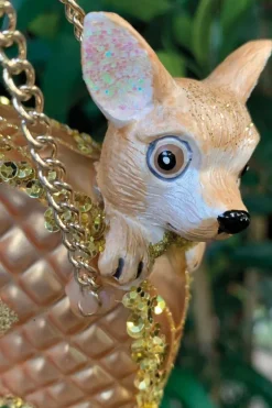 Kerstbal Glass Gold Dog in Bag