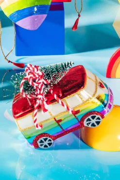 Kerstbal Rainbow Campervan With Tree