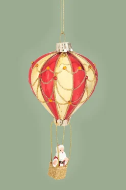 Kerstbal Santa in a Hot Air Balloon