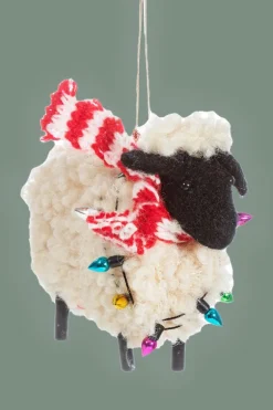 Kerstbal Sheep In Scarf Felt Decoration
