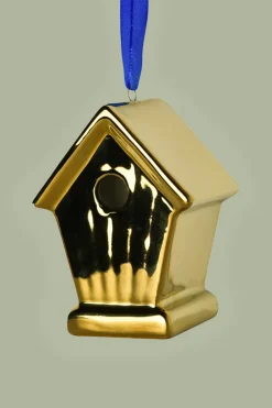 Kerstornament Vogelhuisje Goud