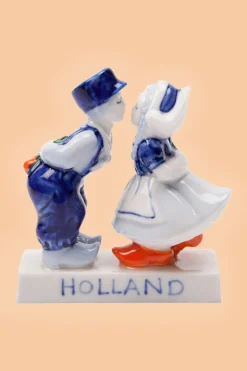 Kussend paar blauw-wit-oranje 5 cm