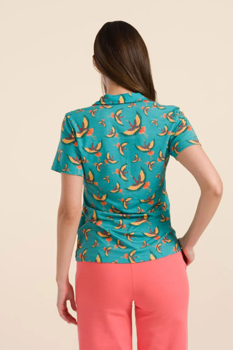 Lena Blouse Short Sleeve Crane - LaLamour