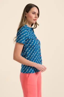 Lena Blouse Short Sleeve Swallow Migration - LaLamour
