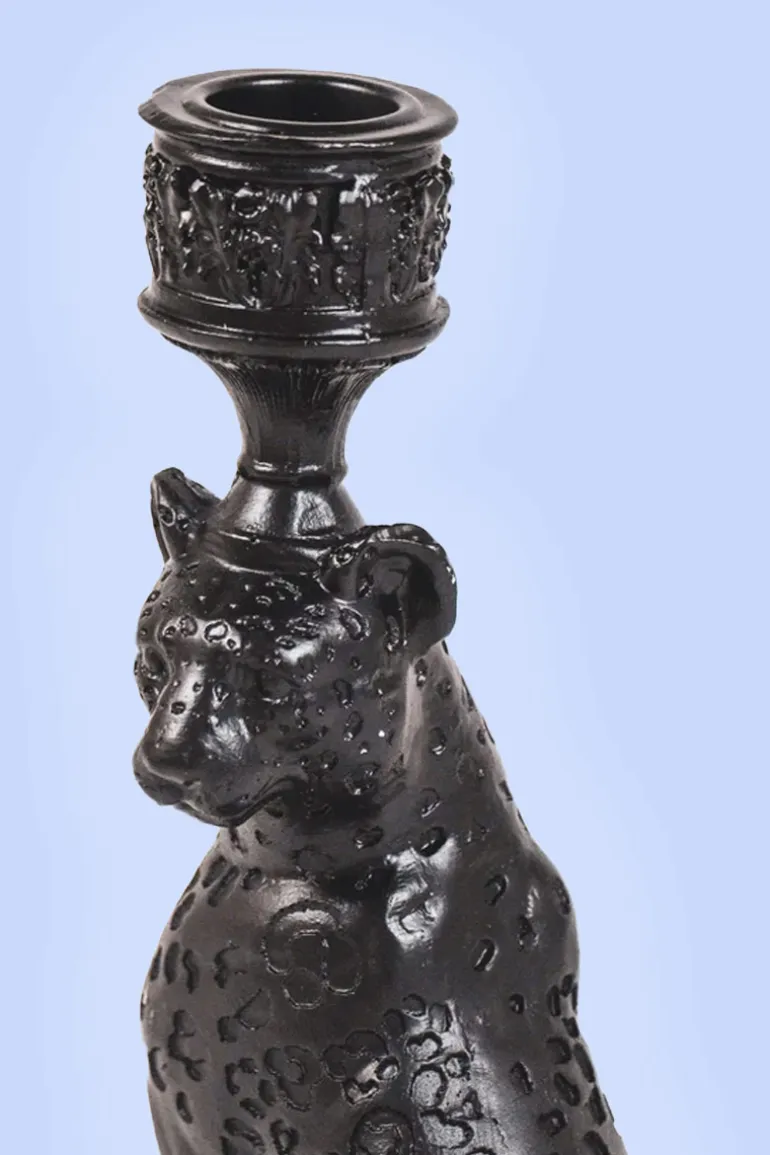 Leopard Kandelaar Black