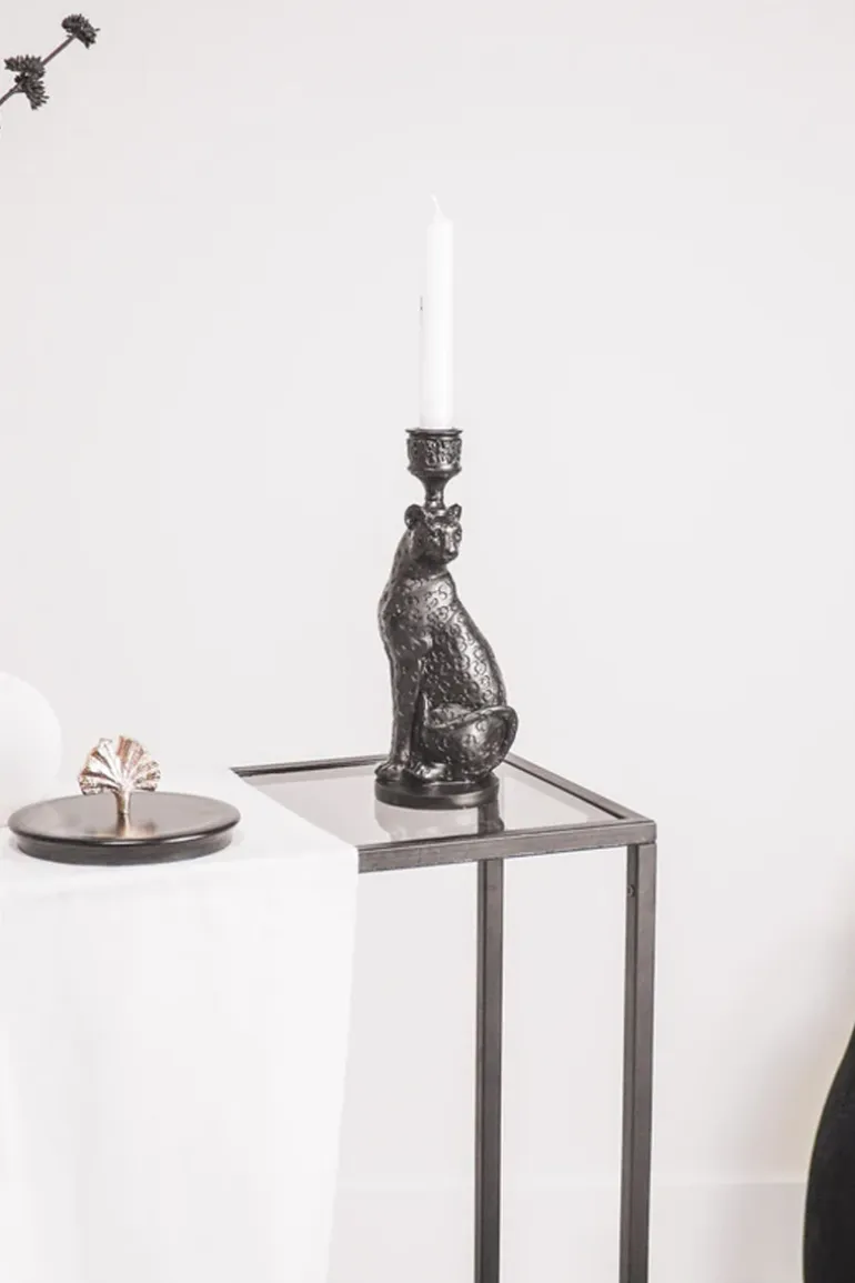Leopard Kandelaar Black