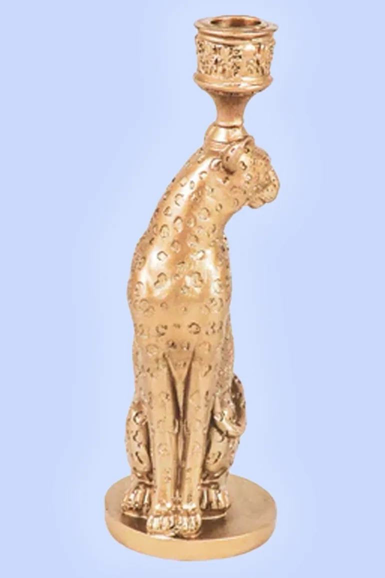 Leopard Kandelaar Gold