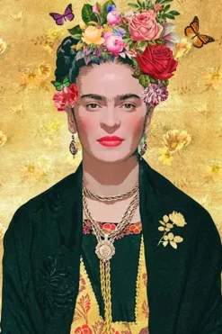 Lijstje Frida Kahlo Yellow Print Black