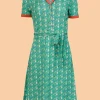 Monique Dress Short Sleeve Happy Peacock - LaLamour