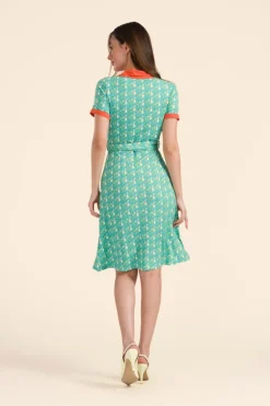 Monique Dress Short Sleeve Happy Peacock - LaLamour