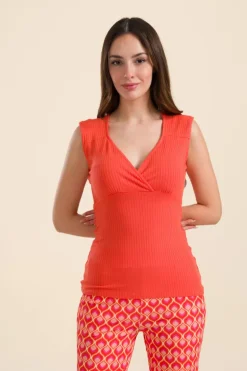 Monroe Top Rib Orange Red - LaLamour