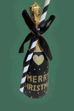 Ornament Glass Black Champagne Bottle - Vondel