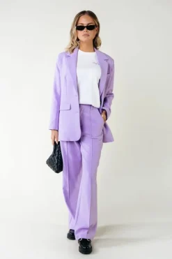 Pants Rus Straight Pants Light Lilac - Colourful Rebel