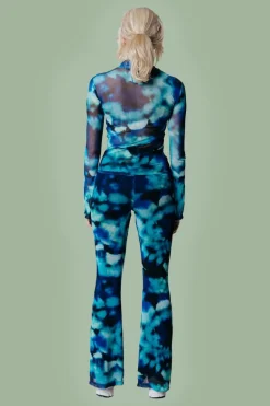 Pants Tie Dye Mesh Flare Blue - Colourful Rebel