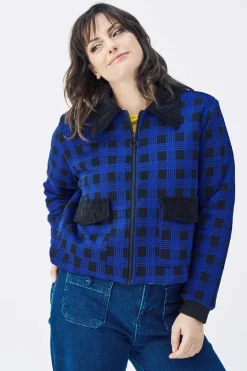 Rebel Riffmaster Jacket Checker Blue - Mademoiselle Yu00e9Yu00e9
