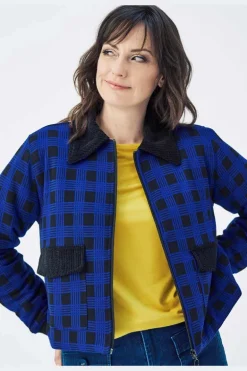Rebel Riffmaster Jacket Checker Blue - Mademoiselle Yu00e9Yu00e9