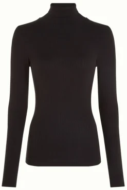 Rollneck Top Uni Rib Black - King Louie