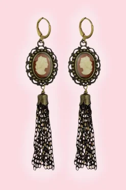 Sassy Cameo Tassel Earrings Br - Urban Hippies