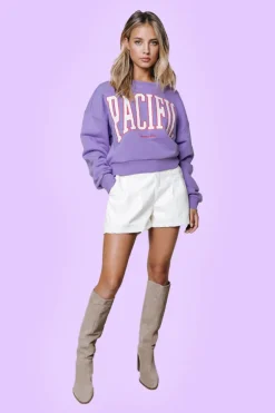 Sweater Pacific Patch Cropped Lilac - Colourful Rebel