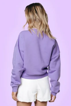 Sweater Pacific Patch Cropped Lilac - Colourful Rebel