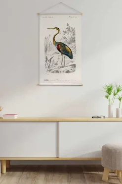 Textielposter met leren koord - Illustratie Reiger D'Orbigny