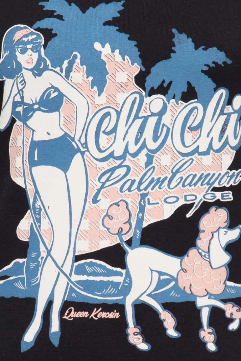 T-shirt Chi Chi Beach Poodle Black - Queen Kerosin