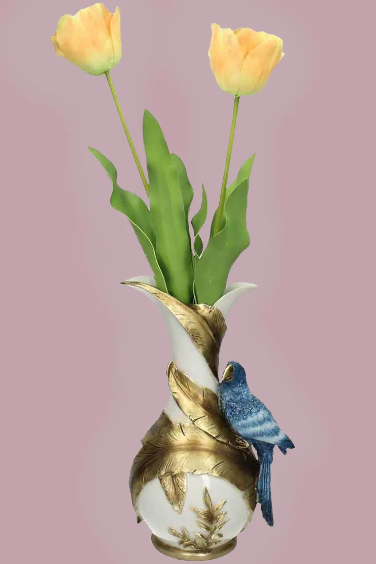 Vaas Bird Polyresin Blue