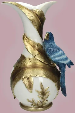 Vaas Bird Polyresin Blue