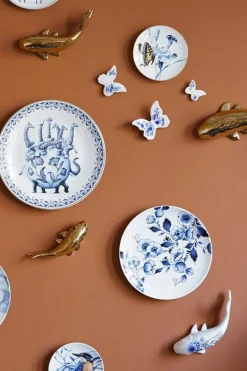 Wanddecoratie vis Goud - 19 cm - Heinen Delfts Blauw